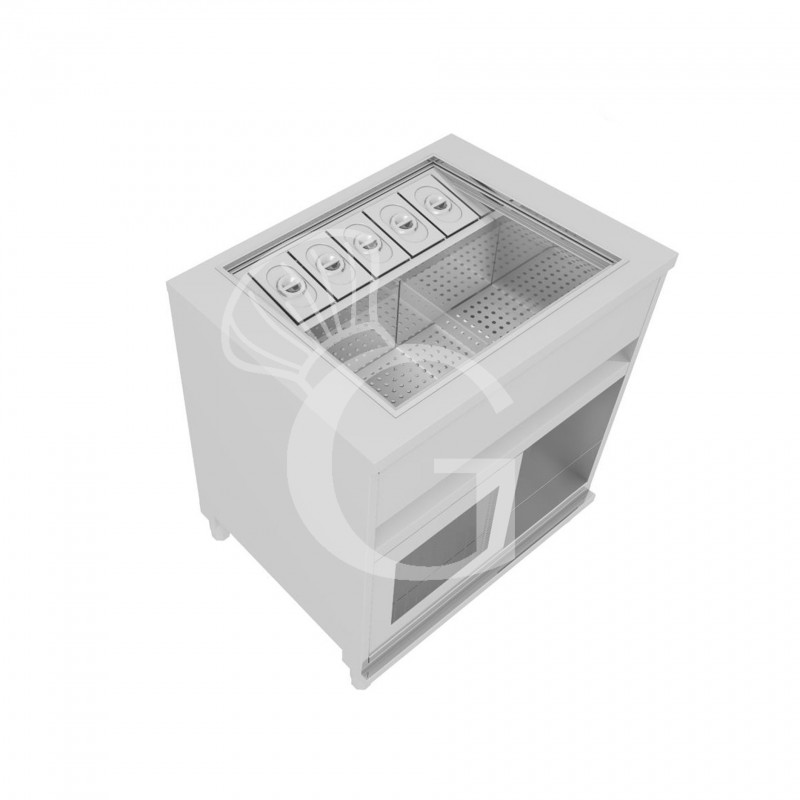 Barra para cócteles sobre ruedas con frontal de melamina L 1000 x P 682 x H 950 mm