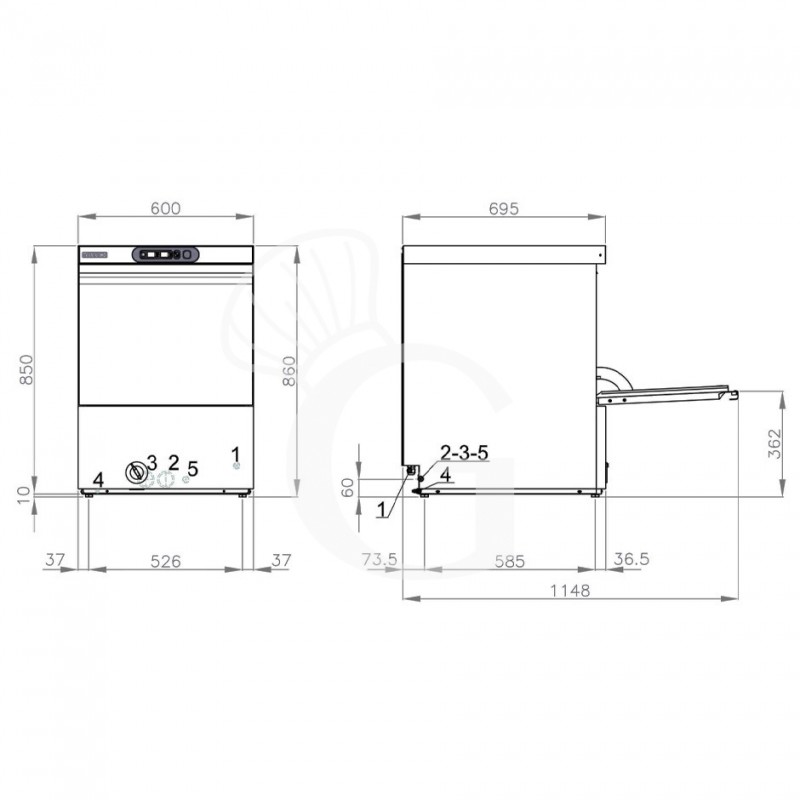 Lavautensilios mecánica industrial cesta 500x500 mm bandeja 600x400 mm altura útil de 400 mm
