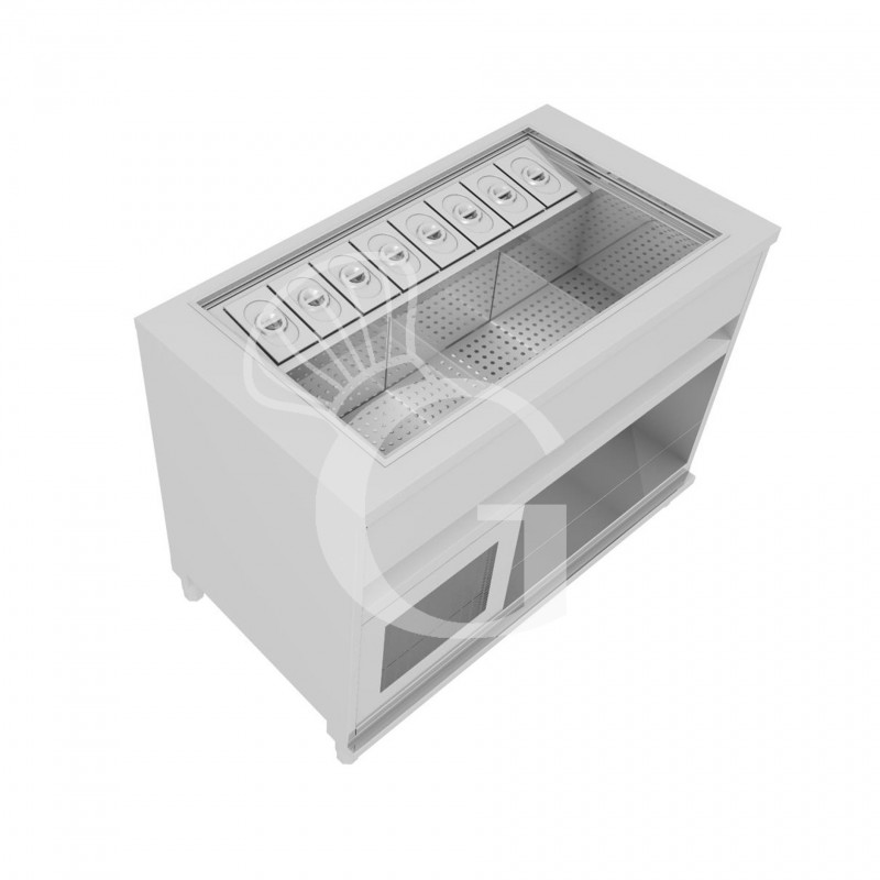 Barra para cócteles sobre ruedas con frontal negro L 1250 x P 682 x H 950 mm