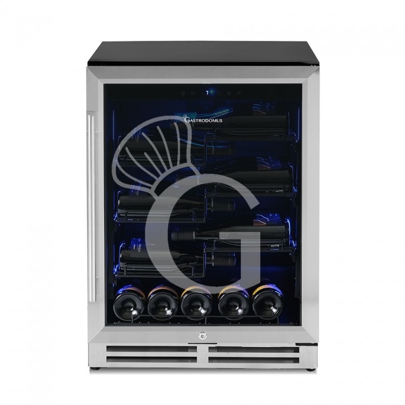 Vinoteca  ventilada  con marco puerta de acero inoxidable  150 LT 4 estantes 36 botellas +5°C/+22°C