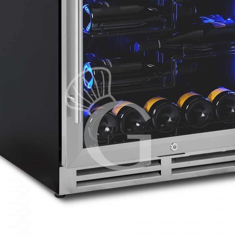 Vinoteca  ventilada  con marco puerta de acero inoxidable  150 LT 4 estantes 36 botellas +5°C/+22°C