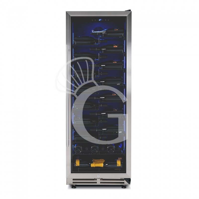Vinoteca  ventilada  con marco puerta de acero inoxidable  288 LT 9 estantes 67 botellas +5°C/+22°C