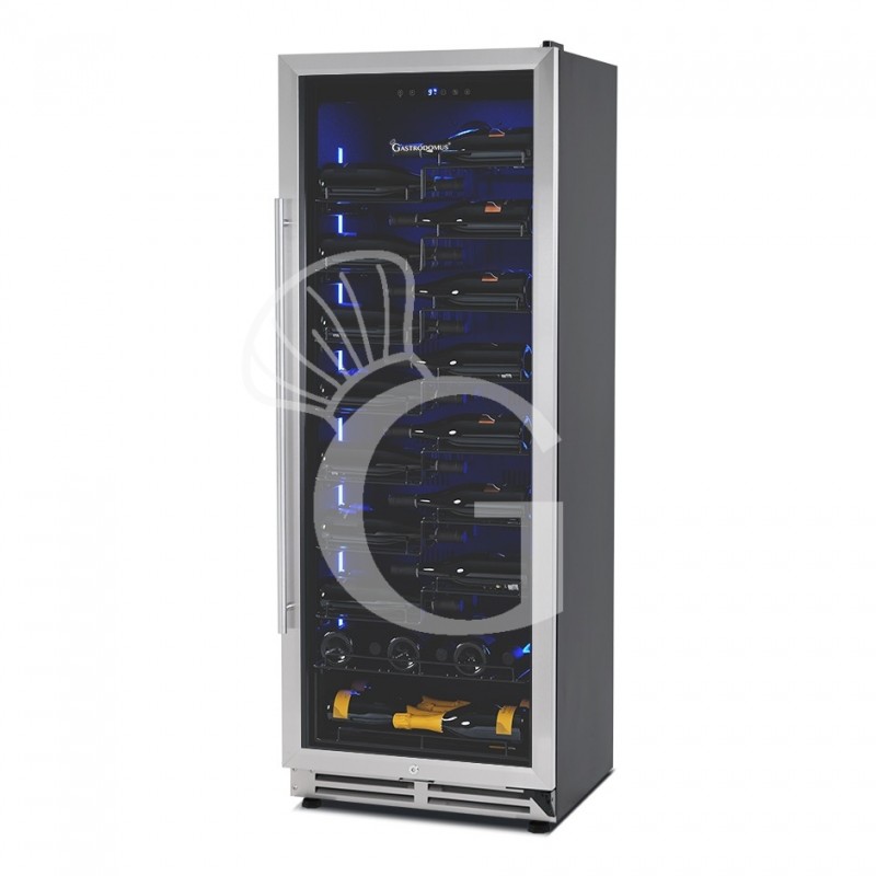 Vinoteca  ventilada  con marco puerta de acero inoxidable  288 LT 9 estantes 67 botellas +5°C/+22°C