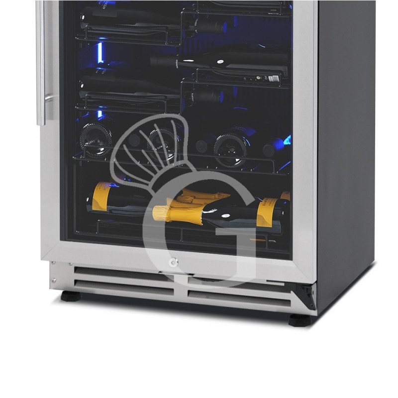 Vinoteca  ventilada  con marco puerta de acero inoxidable  288 LT 9 estantes 67 botellas +5°C/+22°C