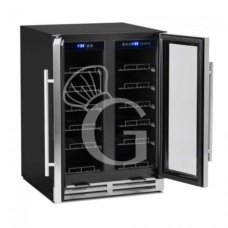 Vinoteca ventilada doble temperatura  120 LT 12 estantes  34 botellas +5°C/+12ºC - +12ºC/+22°C