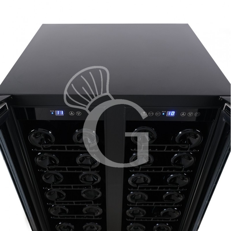 Vinoteca ventilada doble temperatura  120 LT 12 estantes  34 botellas +5°C/+12ºC - +12ºC/+22°C