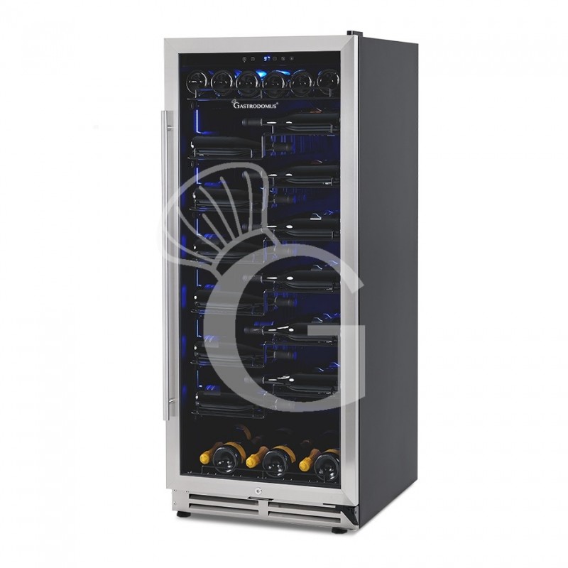 Vinoteca  ventilada  con marco puerta de acero inoxidable 280 LT 8 estantes 89 botellas +5°C/+22°C