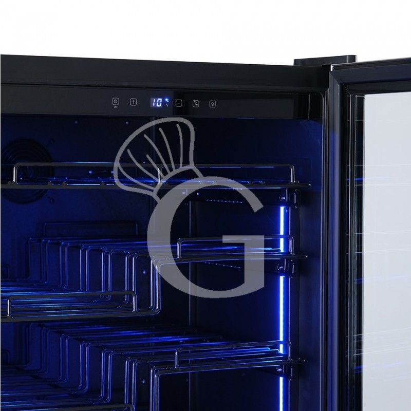 Vinoteca  ventilada  con marco puerta de acero inoxidable 280 LT 8 estantes 89 botellas +5°C/+22°C