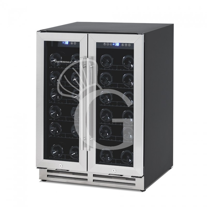 Vinoteca ventilada doble temperatura  120 LT 12 estantes  34 botellas +5°C/+12ºC - +12ºC/+22°C