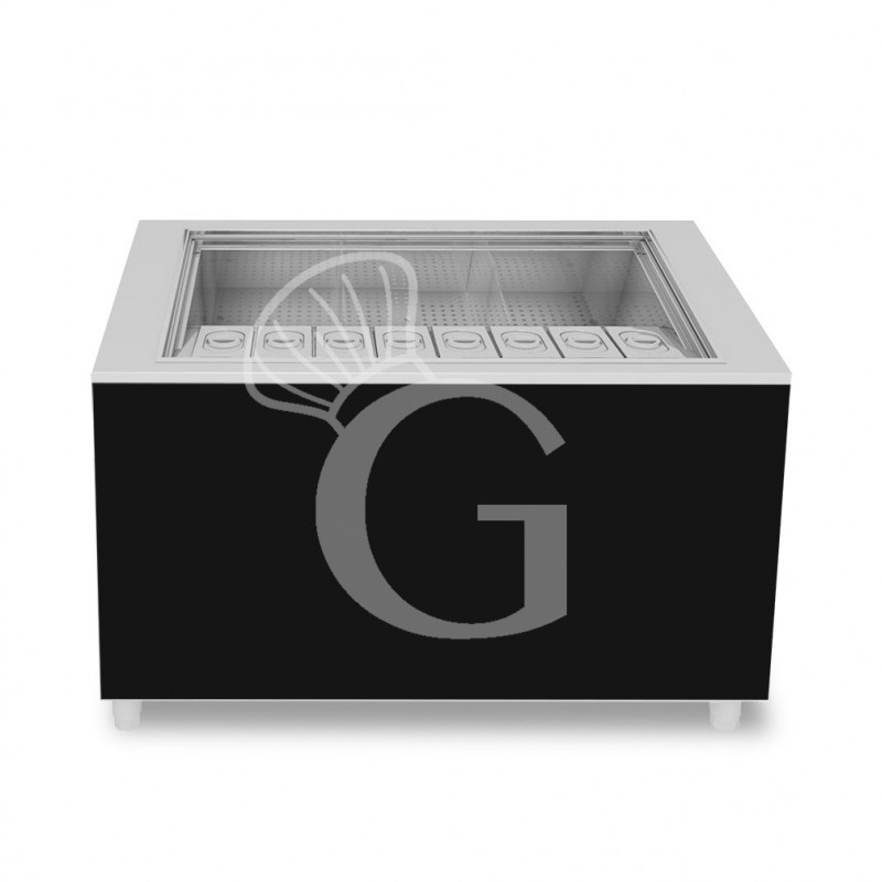 Barra para cócteles sobre ruedas con frontal negro L 1250 x P 682 x H 950 mm