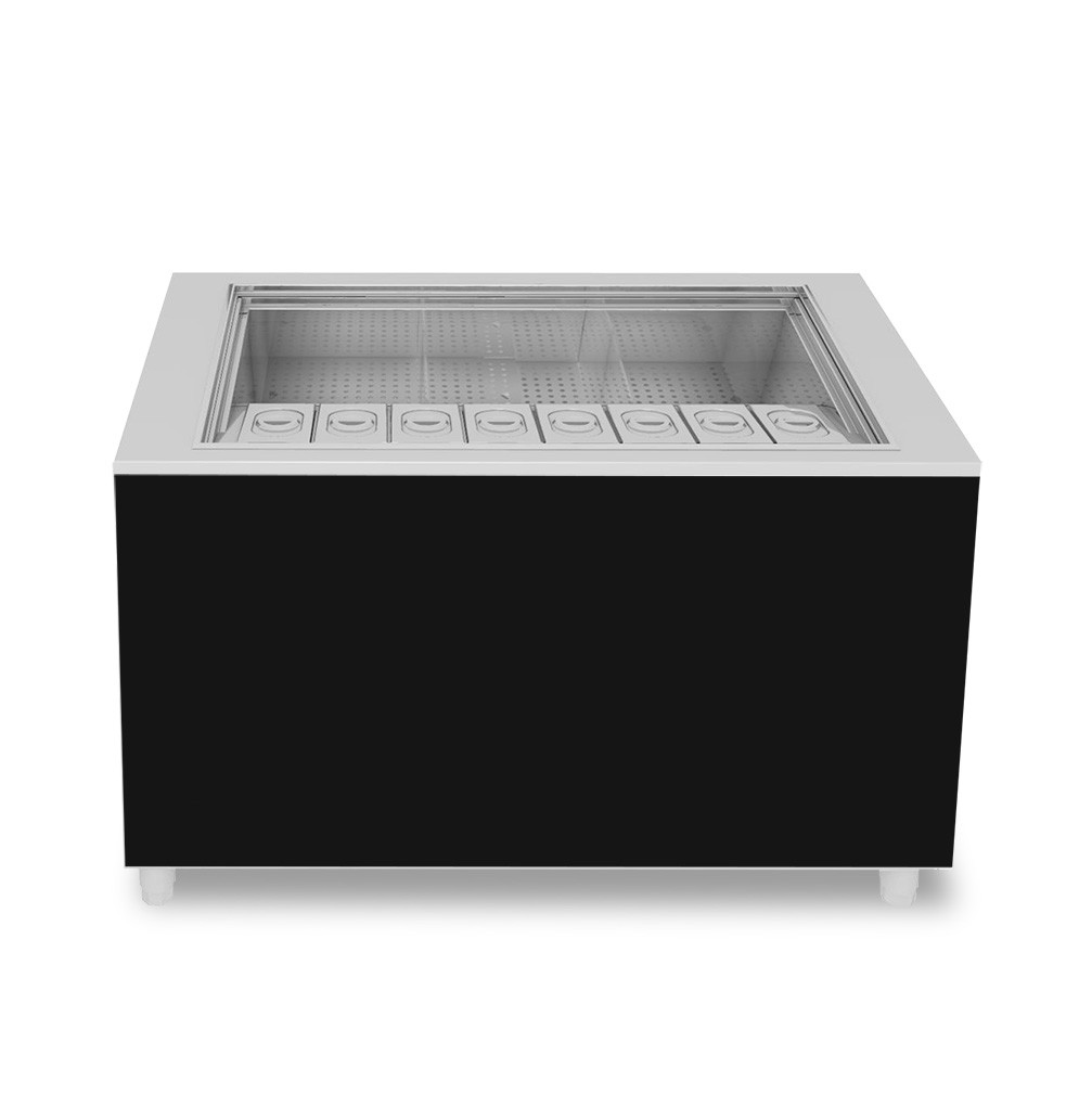 Barra para cócteles sobre ruedas con frontal negro L 1250 x P 682 x H 950 mm