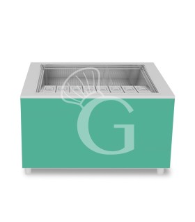 Barra para cócteles sobre ruedas con frontal aguamarina L 1250 x P 682 x H 950 mm