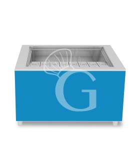 Barra para cócteles sobre ruedas con frontal azul L 1250 x P 682 x H 950 mm