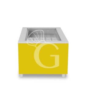 Barra para cócteles sobre ruedas con frontal amarillo L 1000 x P 682 x H 950 mm