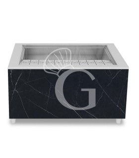Barra para cócteles sobre ruedas con frontal de melamina negro marquina L 1500 x P 682 x H 950 mm