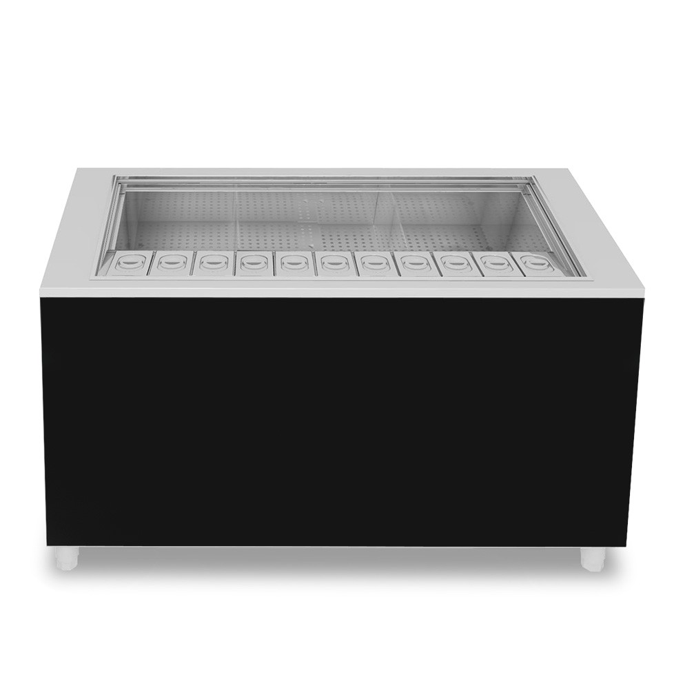 Barra para cócteles sobre ruedas con frontal negro L 1500 x P 682 x H 950 mm