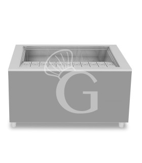Barra para cócteles sobre ruedas con frontal gris L 1500 x P 682 x H 950 mm