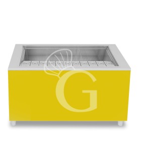 Barra para cócteles sobre ruedas con frontal amarillo L 1500 x P 682 x H 950 mm