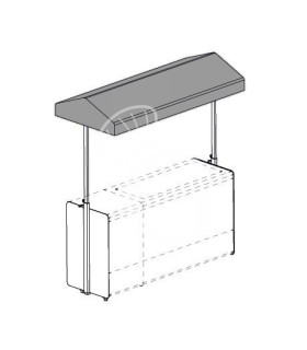 Kit toldo de tejido gris para barra cóctel con espaldas de acero blanco - L 1500 mm