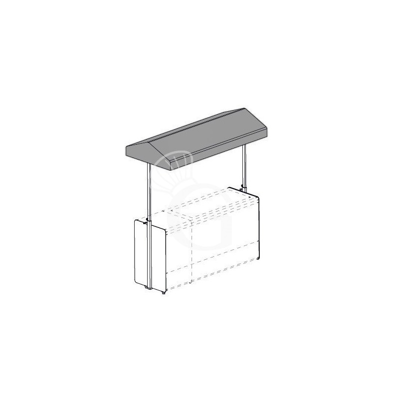 Kit toldo de tejido gris para barra cóctel con espaldas de acero blanco - L 1250 mm