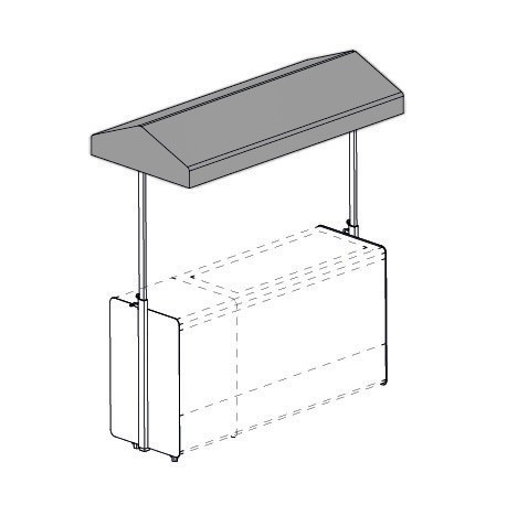 Kit toldo de tejido gris para barra cóctel con espaldas de acero blanco - L 1000 mm