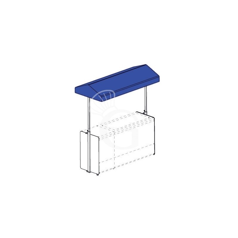 Kit toldo de tejido azul para barra cóctel con espaldas de acero blanco - L 1500 mm