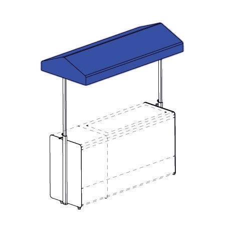 Kit toldo de tejido azul para barra cóctel con espaldas de acero blanco - L 1250 mm