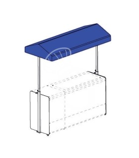Kit toldo de tejido azul para barra cóctel con espaldas de acero blanco - L 1000 mm