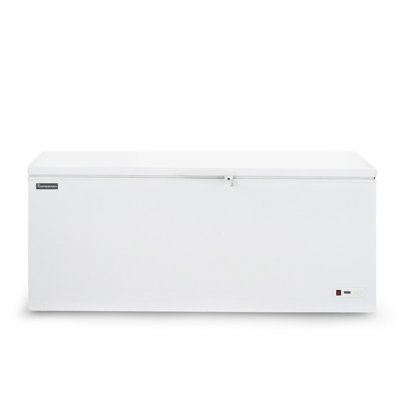 Arcón congelador con capacidad de 568 litros, temperatura de -18°C, clase F