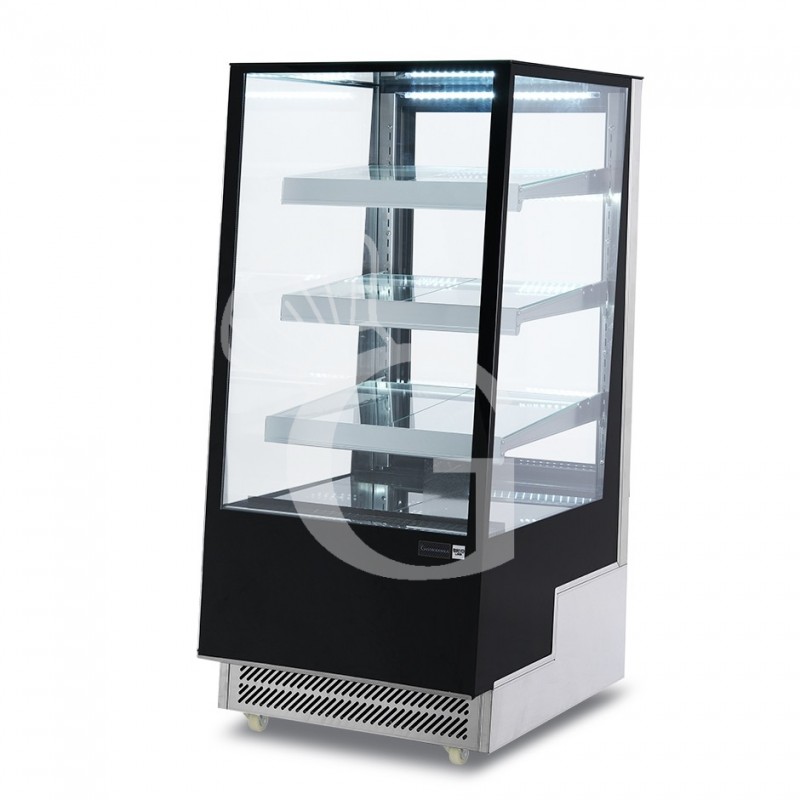 Vitrina Refrigerada Ventilada con 3 estantes 350 LT +2°C/+8°C  4 lados de cristal