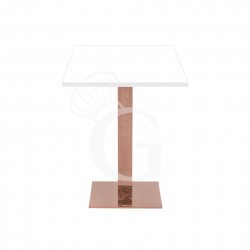 Mesa cuadrada sobre de HPL y base de acero chapado en cobre L700 x P 700 x H 730 mm