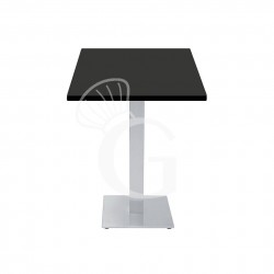 Mesa cuadrada sobre laminado HPL y base de acero inox satinado- L700x P700 x H730 mm