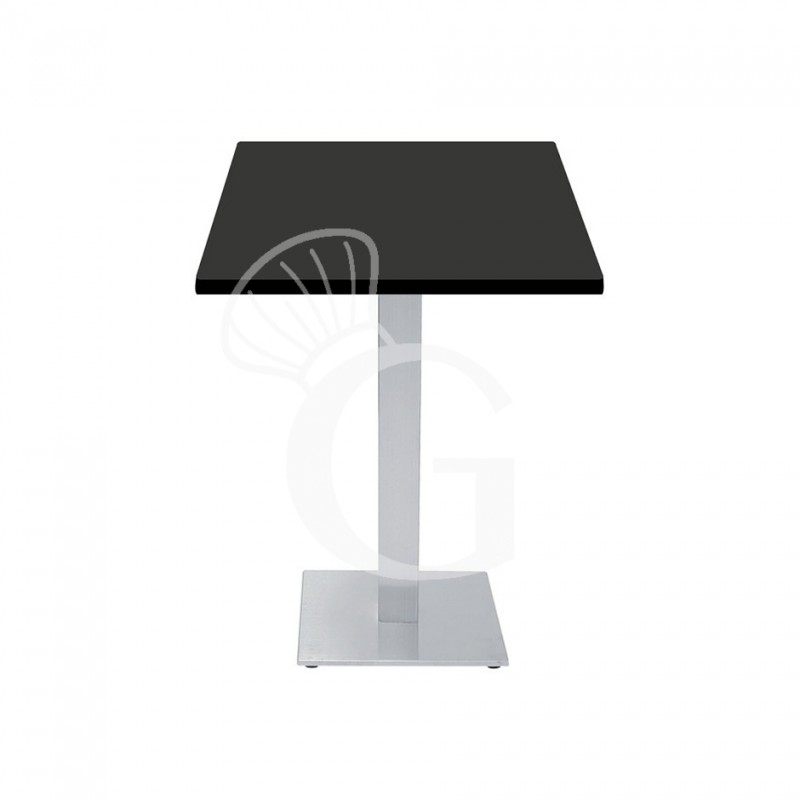 Mesa cuadrada sobre laminado HPL y base de acero inox satinado- L700x P700 x H730 mm