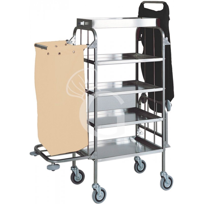 Carro de lavandería de 4 niveles de acero inoxidable L 820 mm x P 500 mm x A 1580 mm