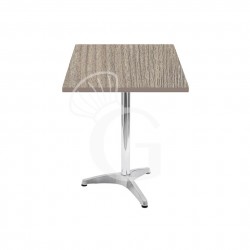 Mesa cuadrada sobre de Teka y base de aluminio - L700xP700 xH710 mm.