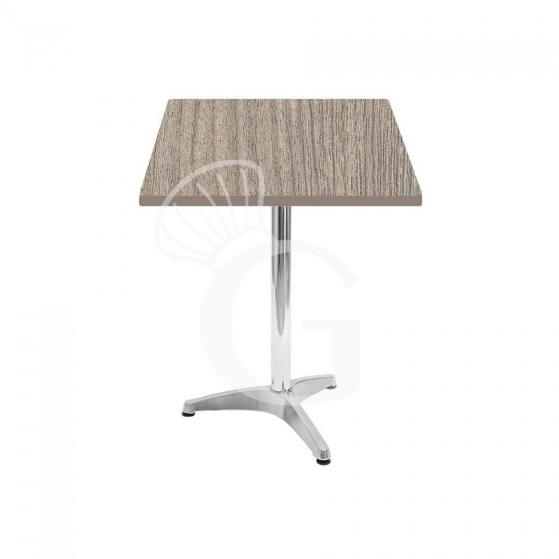 Mesa cuadrada sobre de Teka y base de aluminio - L700xP700 xH710 mm. Mesa cuadrada sobre de Teka y base de aluminio - L700xP700 xH710 mm.