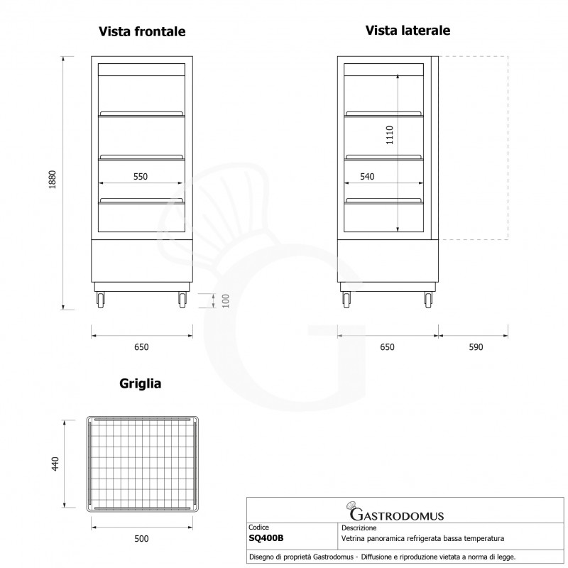 Armario expositor refrigerado ventilado, color negro, 400 LT, temperatura -13 °C/-22 °C, clase energética B