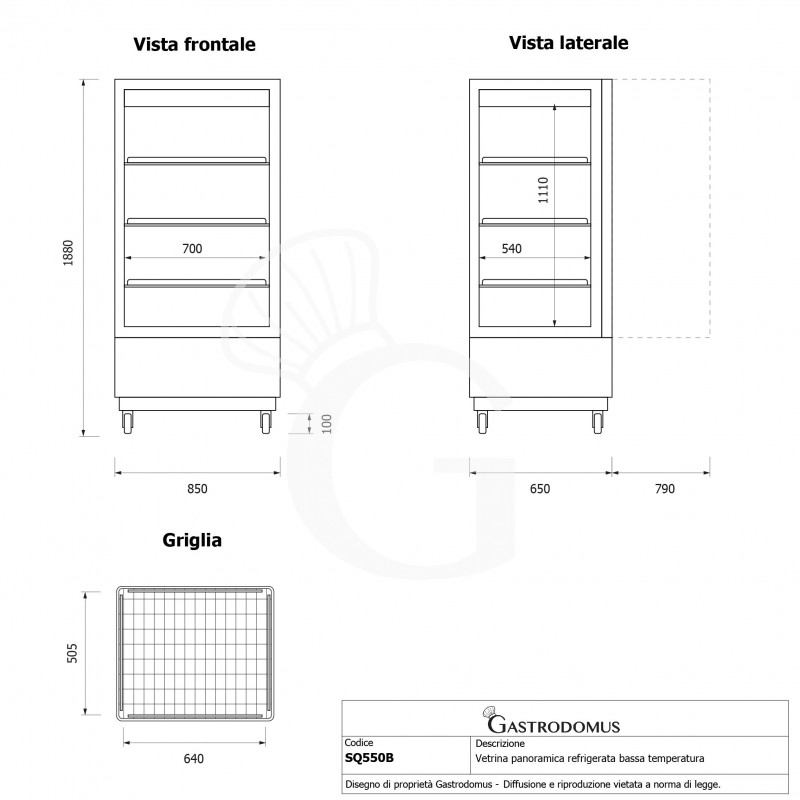 Armario expositor refrigerado ventilado, color negro, 400 LT, temperatura -13 °C/-22 °C, clase energética B