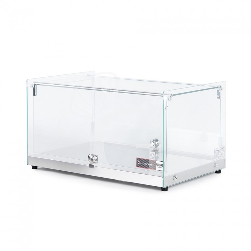 Vitrina bar neutra para bollería de cristal y base de inox L 555 mm x P 360 mm x H 300 mm