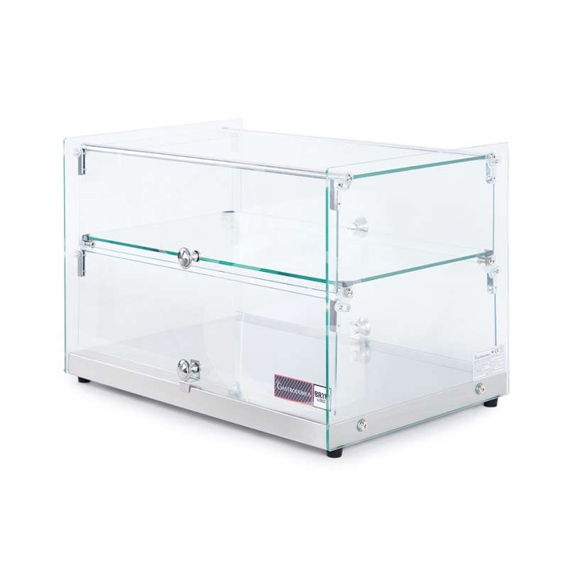 Vitrina bar neutra para bollería de cristal plano e inox L 555 mm x P 360 mm x H 300 mm
