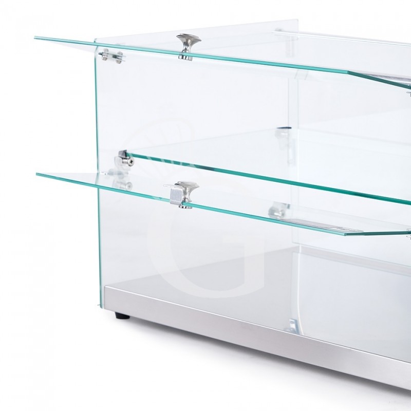 Vitrina bar neutra para bollería de cristal plano e inox L 555 mm x P 360 mm x H 300 mm