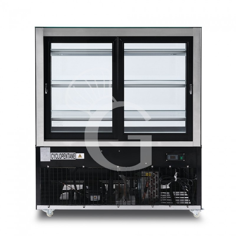 Vitrina Refrigerada Ventilada  530 LT +2°C/+8°C  4 lados de cristal. Parte trasera