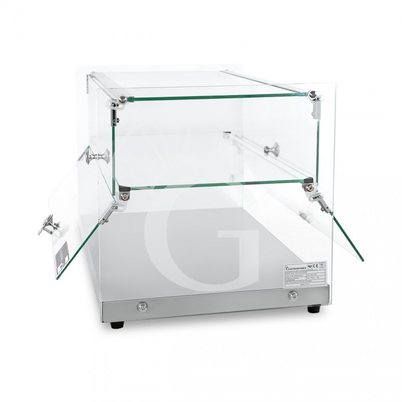 Vitrina bar neutra para bollería de cristal plano e inox L 555 mm x P 360 mm x H 300 mm
