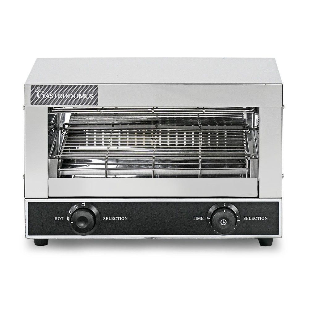 Tostadora profesional monofásica, L 400 mm x P 300 mm x H 290 mm, potencia 1700 W con 3 pinzas y temporizador