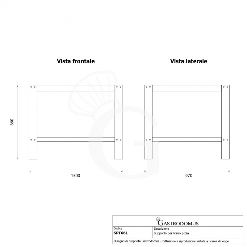Soporte de hierro pintado negro para horno TWIN66L