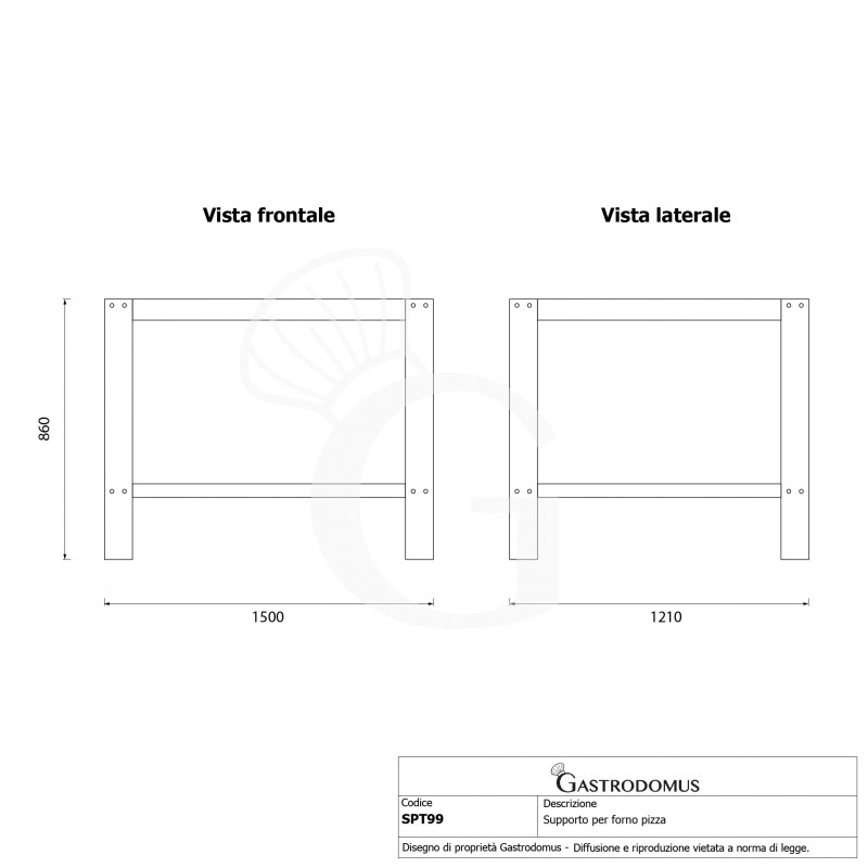 Soporte de hierro pintado negro para horno TWIN99