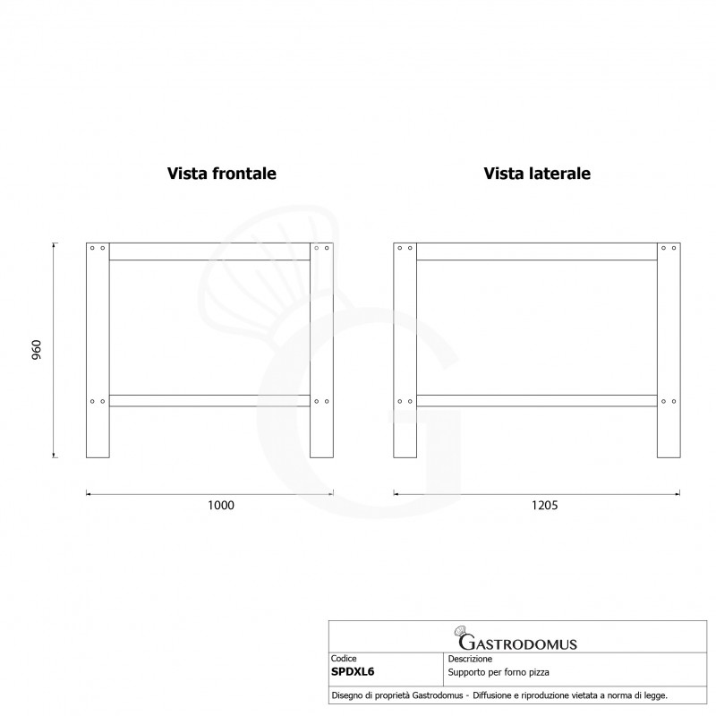 Soporte horno de hierro pintado negro para horno DAMXL6