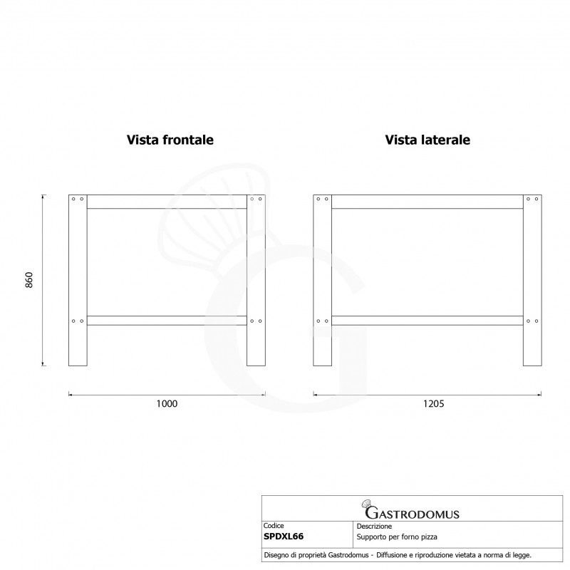 Soporte de hierro pintado negro para horno DAMXL66