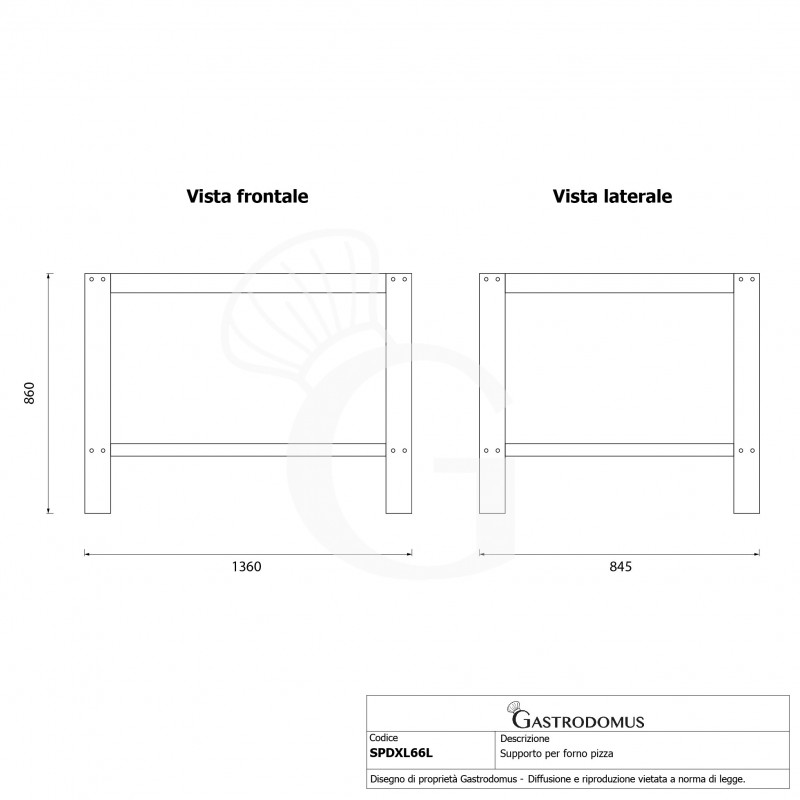 Soporte de hierro pintado negro para horno DAMXL66L