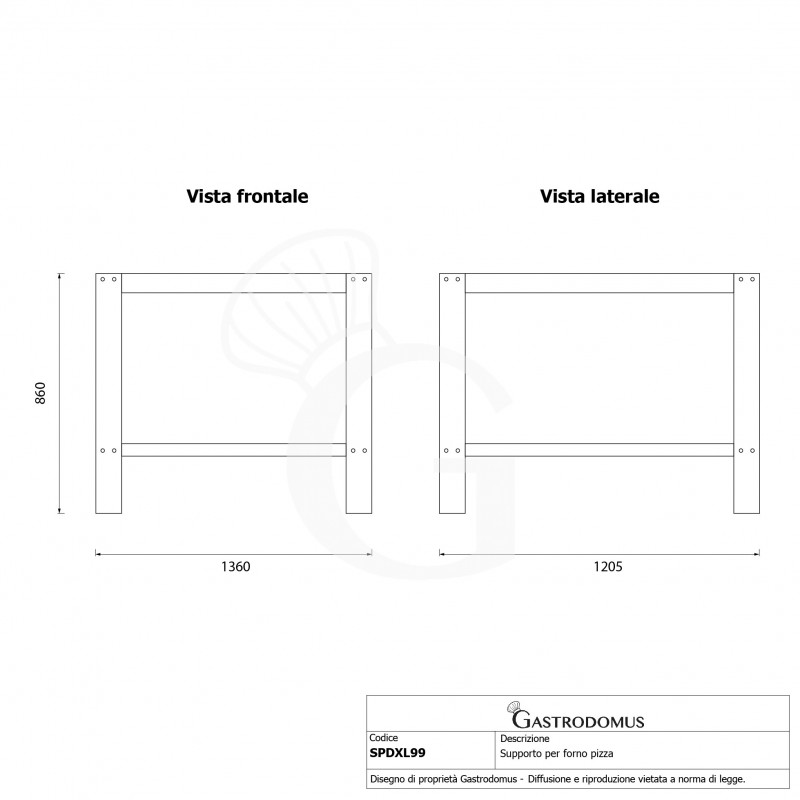 Soporte de hierro pintado negro para horno DAMXL99